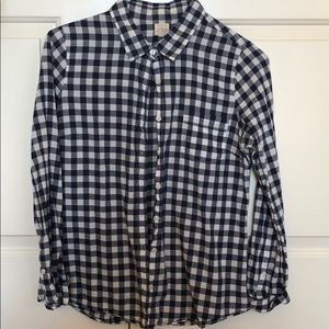 J CREW navy gingham button up SIZE : M